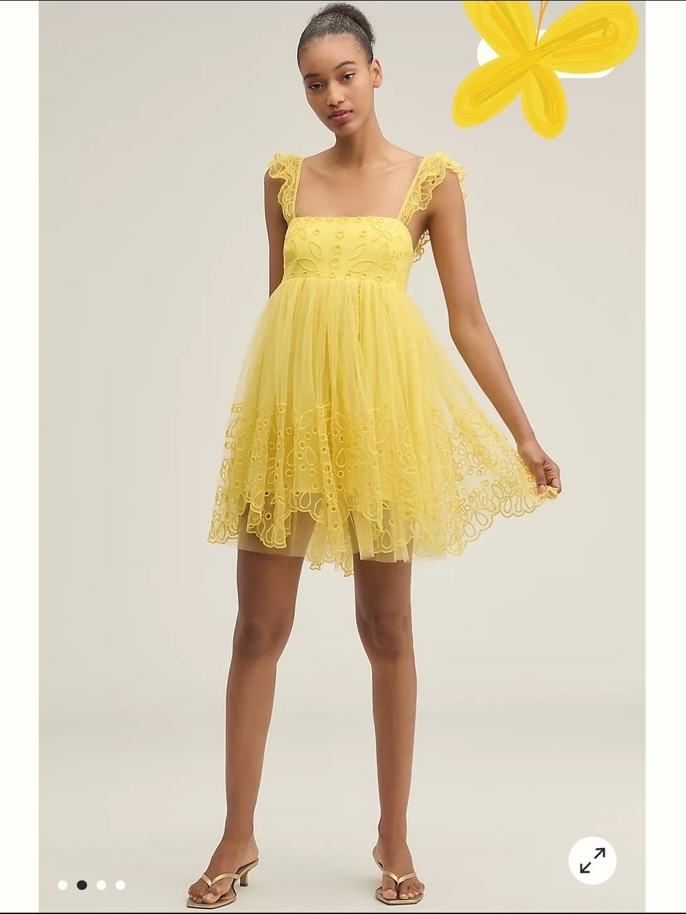 Anthropologie Let Me Be Yellow Tulle Mini Dress New Medium Homecoming